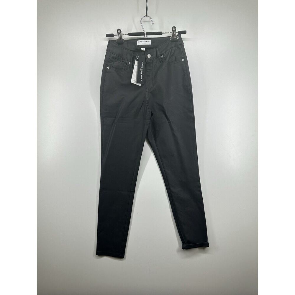Marc New York Womens Coated Black High Rise Boot cut‎ Super Skinny Jeans Size 2